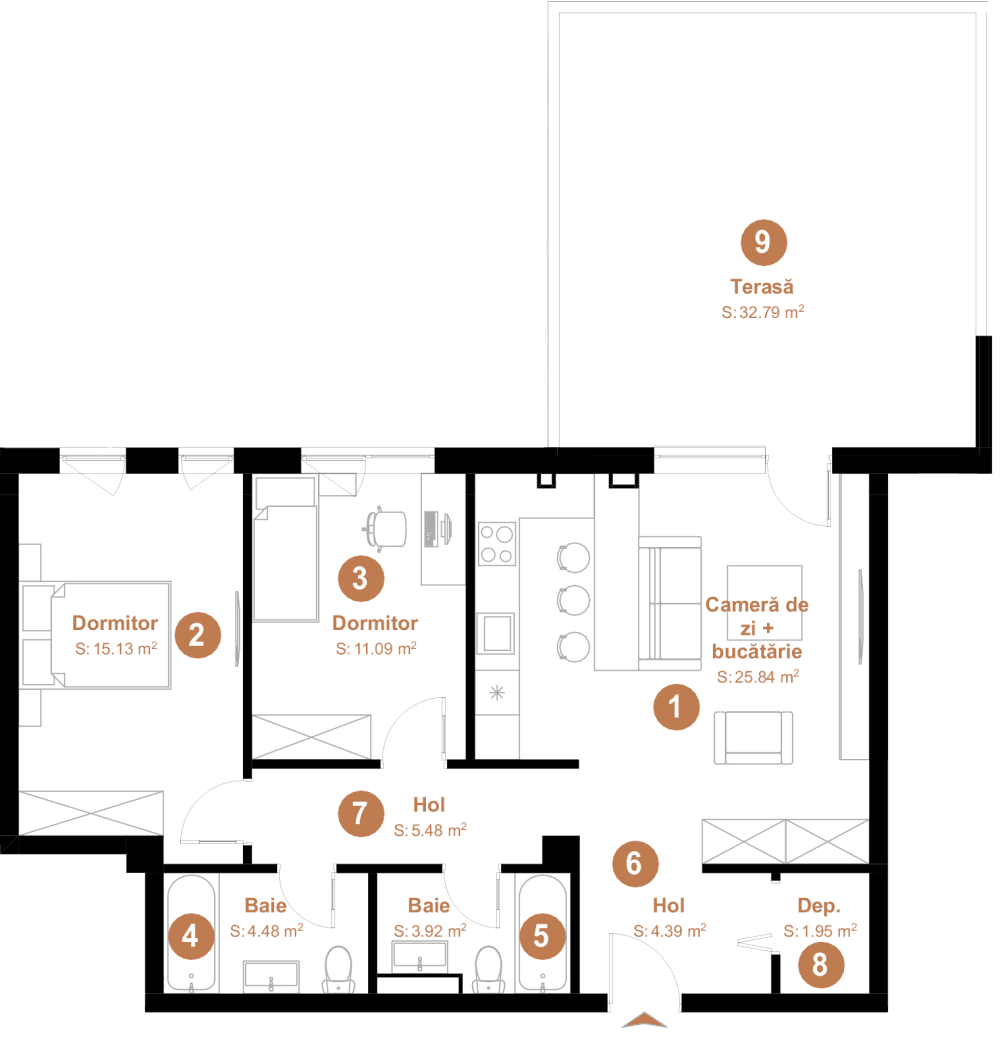 Apartament cu 3 camere Cluj-Napoca