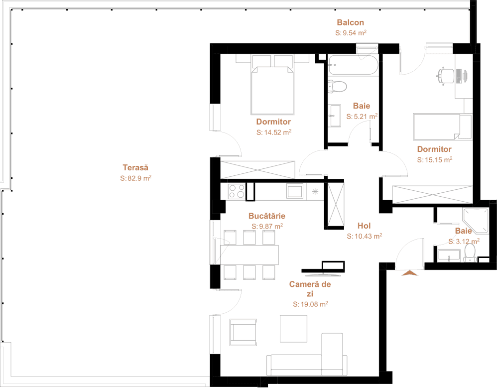 Apartament cu 3 camere Cluj-Napoca