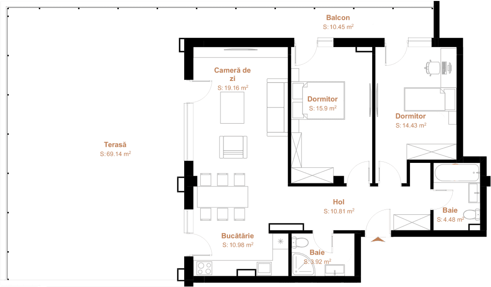 Apartament cu 3 camere Cluj-Napoca