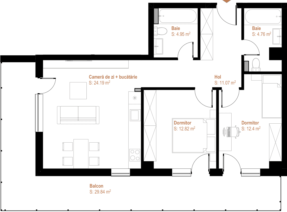 Apartament cu 3 camere Cluj-Napoca