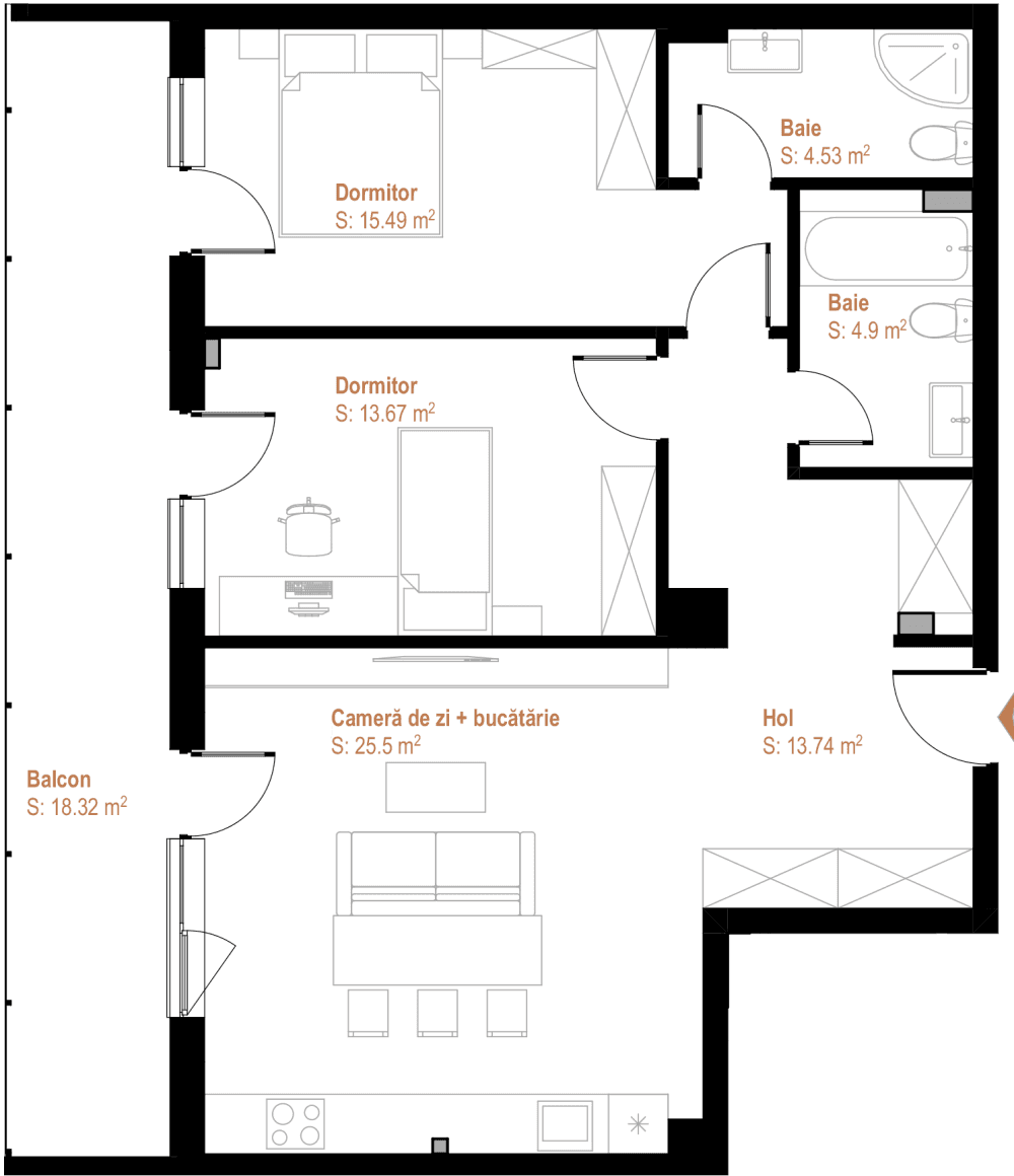 Apartament cu 3 camere Cluj-Napoca